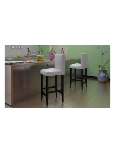 Sonata H Бар табуретки, 4 бр, бели, изкуствена кожа