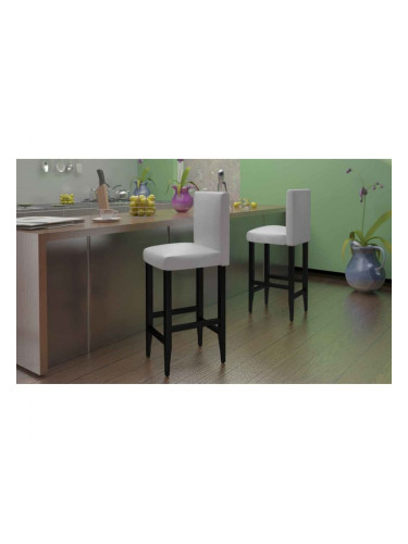 Sonata H Бар табуретки, 6 бр, бели, изкуствена кожа