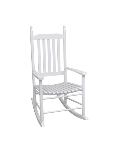 Sonata Люлеещ се стол със заоблена седалка, бял, дърво