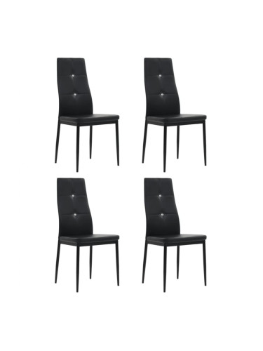 Sonata H Tрапезни столове, 4 бр, черни, изкуствена кожа