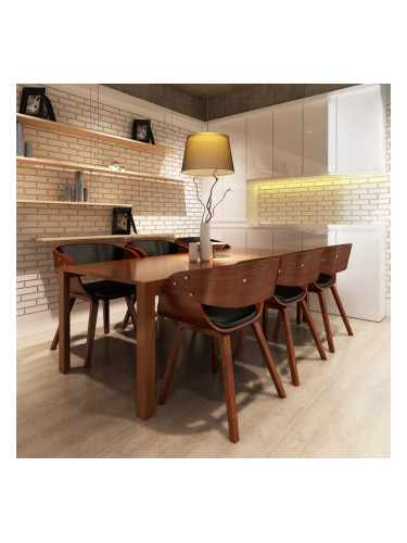 Sonata H Трапезни столове, 6 бр, кафяви, изкуствена кожа