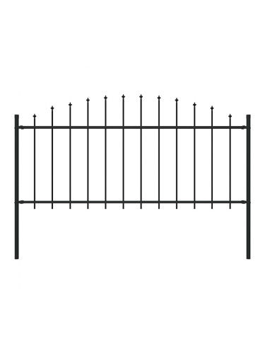 Sonata Градинска ограда с връх пика, стомана, (0,5-0,75)x1,7 м, черна