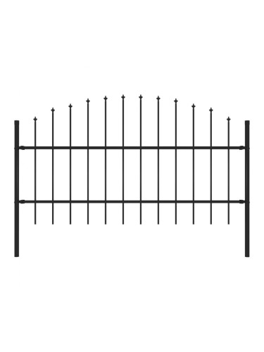 Sonata Градинска ограда с връх пика, стомана, (0,75-1)x1,7 м, черна