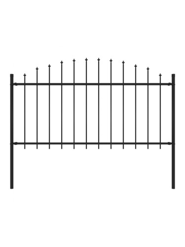 Sonata Градинска ограда с връх пика, стомана, (1,25-1,5)x1,7 м, черна