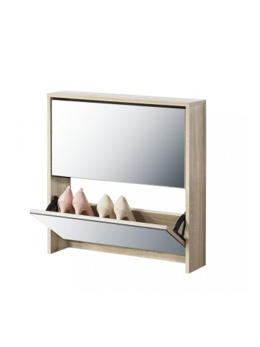Шкаф за обувки  Ефект Дъб, с огледало, 67x 63 x 17cm
