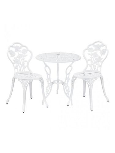 ГрадинскиКомплект маса с 2 стола , дизайн shabby chic Ø 60cm x 67 cm, ковано желязо, Бял