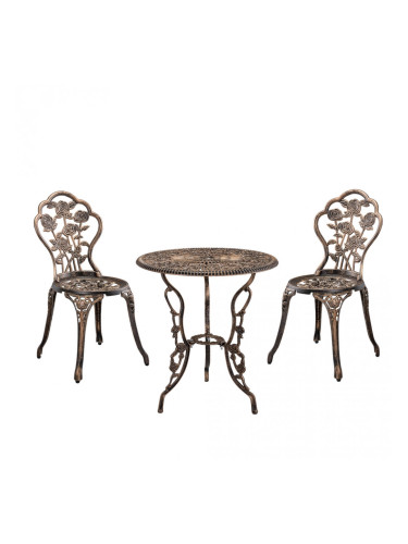 ГрадинскиКомплект маса с 2 стола , дизайн shabby chic Ø 60cm x 67 cm, ковано желязо, Бронз