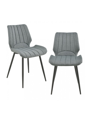 .Комплект от 2 дизайнерски стола, 77 x 57,5 x 46 cm, Тъмносив, Текстил