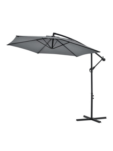 Градински чадър за слънце  , Сив, 100% Полиестер/Стомана, 245 cm