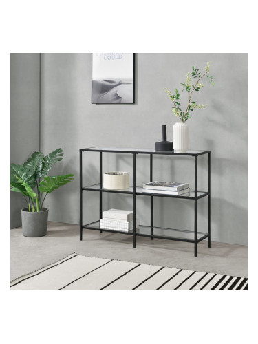 Console table Perstorp 100x30x73cm hall table sideboard side table steel frame tempered glass black