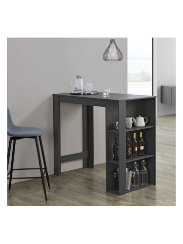 Bar counter Danderyd 120x60x106 cm with 3 shelves Dark Grey