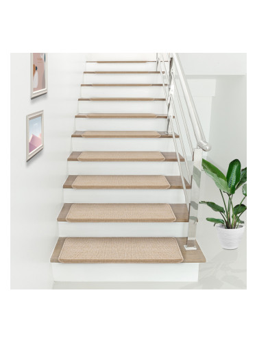 Step mats set of 15 rectangular beige