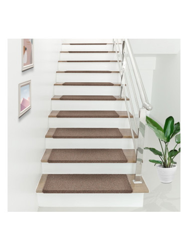 Step mats set of 15 rectangular dark brown