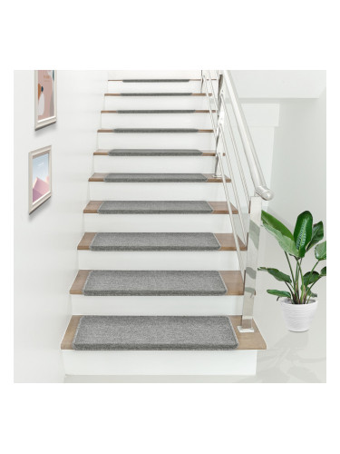 Step mats set of 15 rectangular light grey