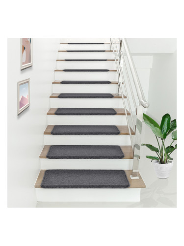 Step mats set of 15 rectangular dark grey