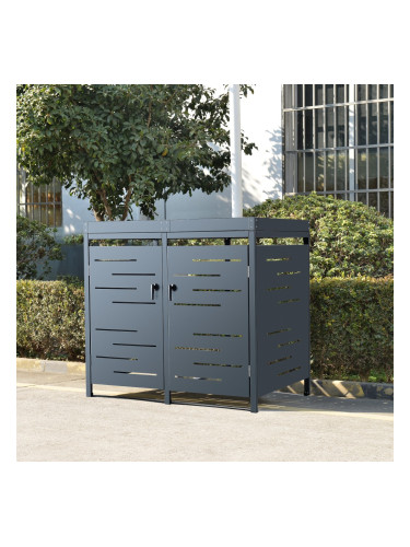 Trash Enclosure Salching for 2 Wastebins Anthracite 122x132x80cm