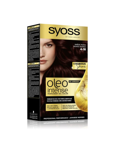 Syoss Oleo Intense перманентната боя за коса с олио цвят 4-18 Mokka Brown 1 бр.