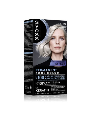 Syoss Permanent Cool Color перманентната боя за коса със студен подтон цвят 12-59 Cool Platinum Blond 1 бр.