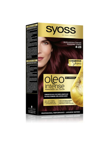 Syoss Oleo Intense перманентната боя за коса с олио цвят 4-23 Burgundy Red 1 бр.