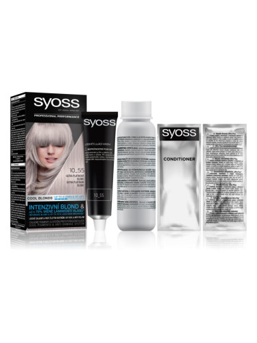 Syoss Cool Blonds перманентната боя за коса цвят 10-55 Ultra platinum blond