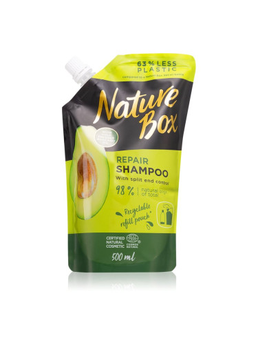 Nature Box Avocado дълбоко регенериращ шампоан за цъфтяща коса резервен пълнител 500 мл.
