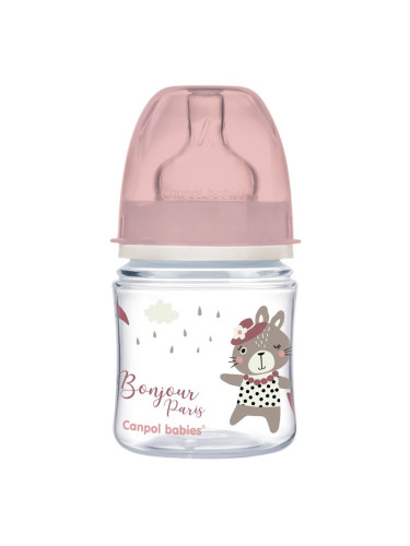 Canpol babies Bonjour Paris бебешко шише 0m+ Pink 120 мл.