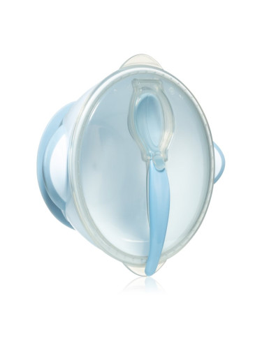 BabyOno Be Active Suction Bowl with Spoon комплект за хранене за деца Blue 6 m+ 2 бр.