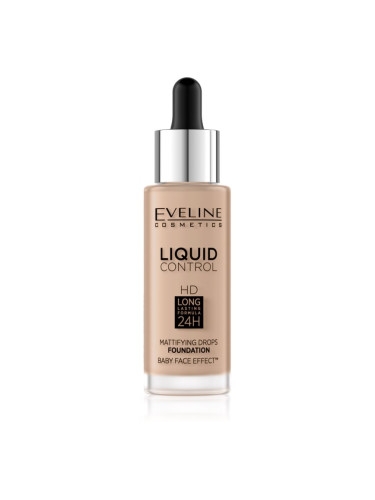 Eveline Cosmetics Liquid Control течен фон дьо тен с пипета цвят 035 Natural Beige 32 мл.