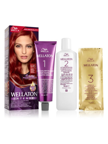 Wella Wellaton Intense перманентната боя за коса с арганово масло цвят 6/45 Red Passion 1 бр.