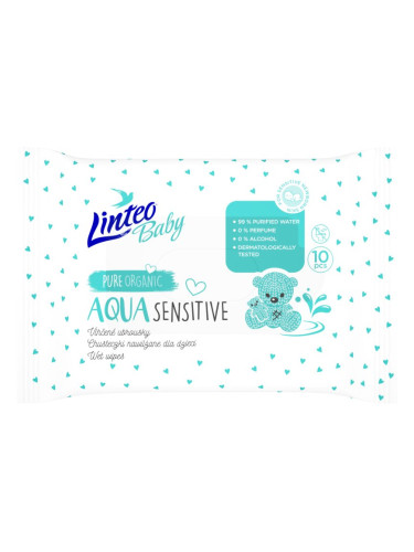 Linteo Baby Aqua Sensitive нежни мокри кърпички за бебета 10 бр.
