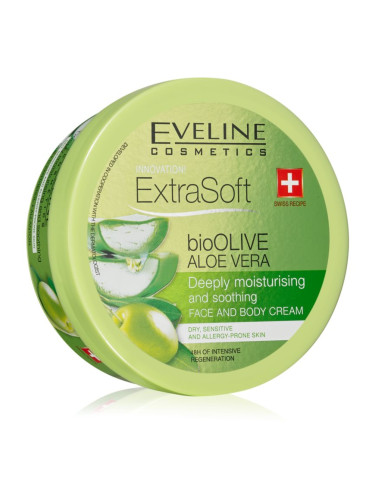 Eveline Cosmetics Extra Soft хидратиращ и успокояващ крем за чувствителна кожа Bio Olive & Aloe Vera 175 мл.