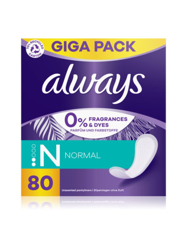 Always Daily Fresh Normal дамски превръзки без парфюм 80 бр.