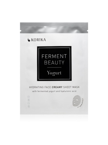 KORIKA FermentBeauty Hydrating Face Sheet Mask with Fermented Yogurt and Hyaluronic Acid хидратираща платнена маска с ферментирало кисело мляко и хиал