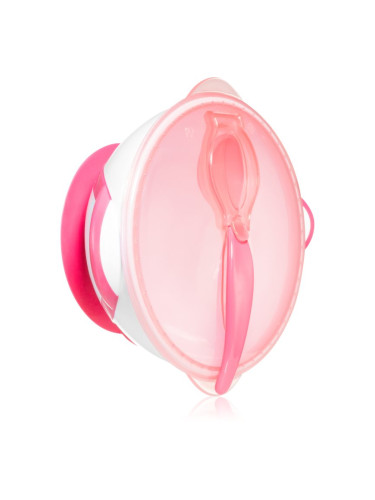 BabyOno Be Active Suction Bowl with Spoon комплект за хранене за деца Pink 6 m+ 2 бр.
