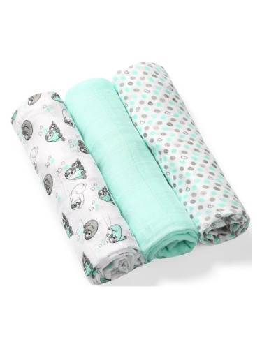 BabyOno Take Care Natural Diapers пелени от плат 70 x 70 cm Mint 3 бр.