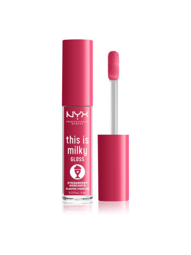 NYX Professional Makeup This is Milky Gloss Milkshakes хидратиращ блясък за устни парфюмиран цвят 10 Strawberry Horchata 4 мл.