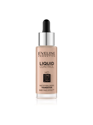 Eveline Cosmetics Liquid Control течен фон дьо тен с пипета цвят 025 Light Rose 32 мл.