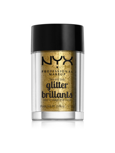 NYX Professional Makeup Face & Body Glitter Brillants брокат за лице и тяло цвят 05 Gold 2.5 гр.