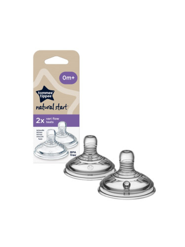 Tommee Tippee Natural Start Anti-Colic Teat биберон за шише Variable Flow 0m+ 2 бр.