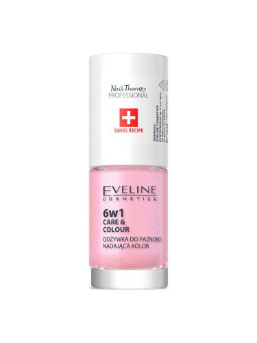 Eveline Cosmetics Nail Therapy Care & Colour балсам за нокти 6 в 1 цвят Shimmer Pink 5 мл.