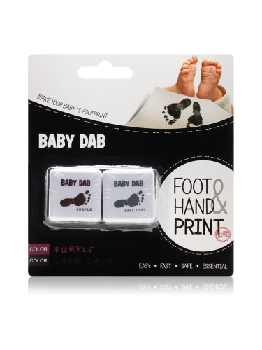 Baby Dab Foot & Hand Print Purple & Grey боя за детски печати 2 бр.