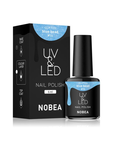 NOBEA UV & LED Nail Polish гел лак за нокти с използване на UV/LED лампа бляскав цвят Blue bead #16 6 мл.
