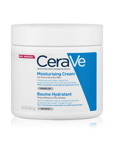 CeraVe Moisturizers хидратиращ крем за лице и тяло за суха или много суха кожа 454 гр.