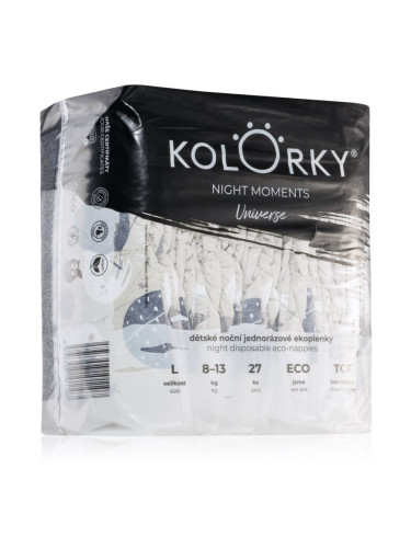 Kolorky Night Moments еднократни ЕКО пелени за цялостна защита през нощта размер L 8-13 kg 27 бр.