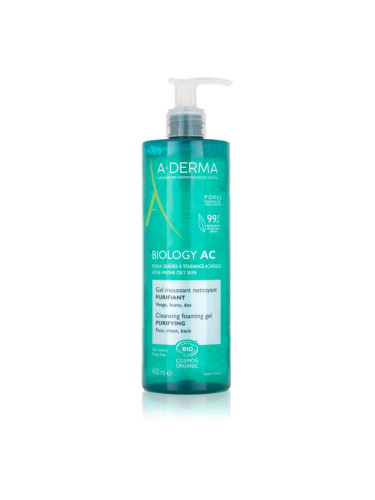 A-Derma Biology AC пенлив почистващ гел за смесена и мазна кожа 400 мл.
