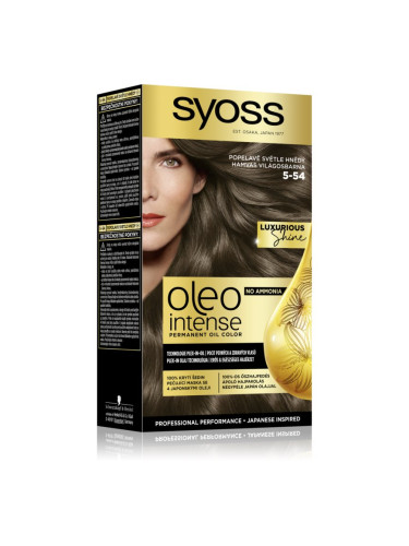 Syoss Oleo Intense перманентната боя за коса с олио цвят 5-54 Ashy Light Brown 1 бр.