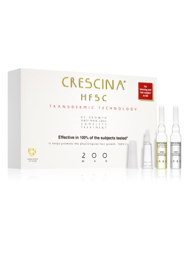 Crescina Transdermic 200 Re-Growth and Anti-Hair Loss грижа за растеж на косата против косопад за мъже 20x3,5 мл.