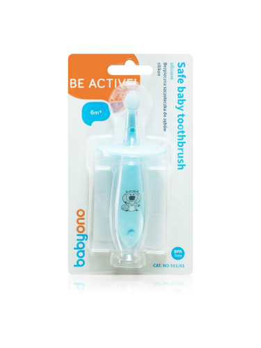 BabyOno Safe Baby Toothbrush четка за зъби за деца 6m+ Blue 1 бр.