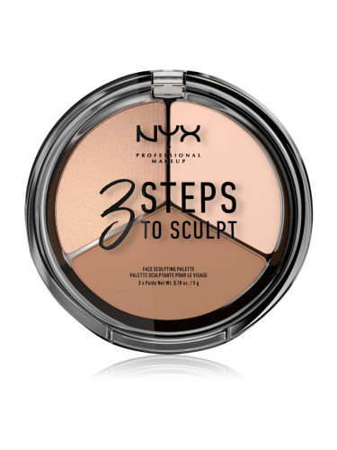 NYX Professional Makeup 3 Steps To Sculpt контурираща палитра за лице цвят 01 Fair 15 гр.