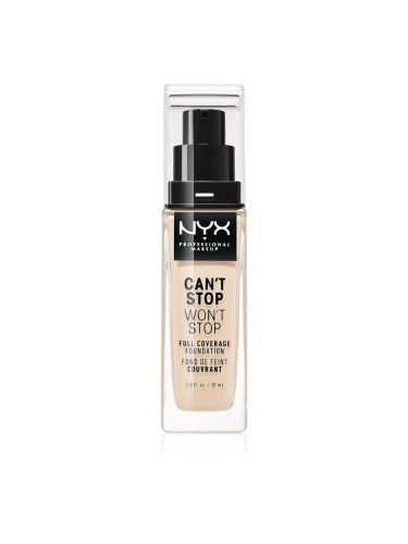 NYX Professional Makeup Can't Stop Won't Stop Full Coverage Foundation високо покривен фон дьо тен цвят 1.3 Light Porcelain 30 мл.